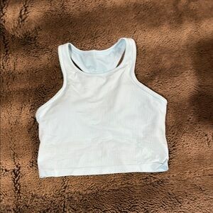 Lululemon Athletica White Fitted Crop Tank Top